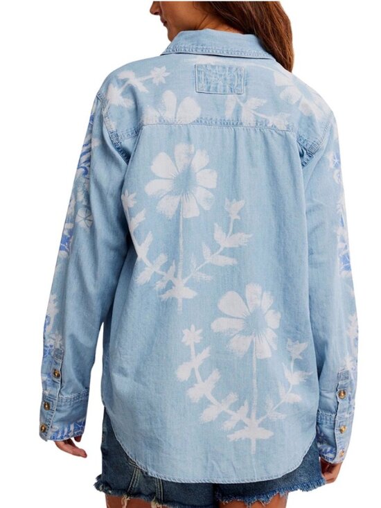 We The Free Tops - NWT Free People We The Free Airbrushed Blossom Shirt Coastal Cowgirl Sz M $198